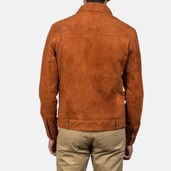 Mens Brown Stallon Suede Trucker Jacket