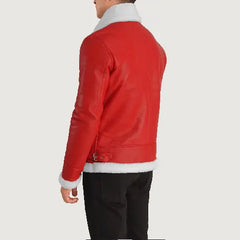 Red Francis Leather Shearling Fur Jacket