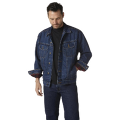 Men Wrangler Rugged Flannel Denim Jacket