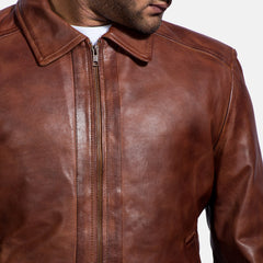 Brown Collar Leather Biker Dignity Jacket Men's