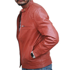 Dignity Leather Tan Brown Biker Jacket Men's