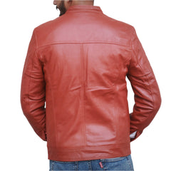Dignity Leather Tan Brown Biker Jacket Men's