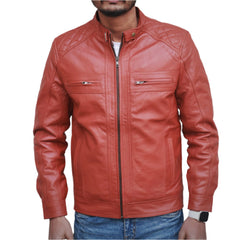 Dignity Leather Tan Brown Biker Jacket Men's
