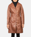 Alexis Brown Single Breasted Women Leather Coat