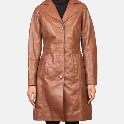 Alexis Brown Single Breasted Women Leather Coat