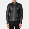 Black Adornica Dignity Leather Adobiker jackets for men-front