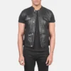 Black Atlas Moto leather vest for men