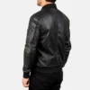 Black Bomia leather hooded mens jacket