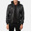 Black Bouncer leather hooded mens jacket