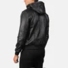 Black Bouncer leather hooded mens jacket