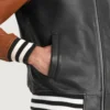 Black & Brown Leather Walton Varsity Jacket Mens-side