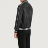 Black Cooper mens leather varsity jackets-back