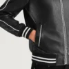 Black Cooper mens leather varsity jackets-side