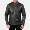 Black Dean Leather biker jackets for men-front