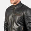 Black Dean Leather biker jackets for men-side