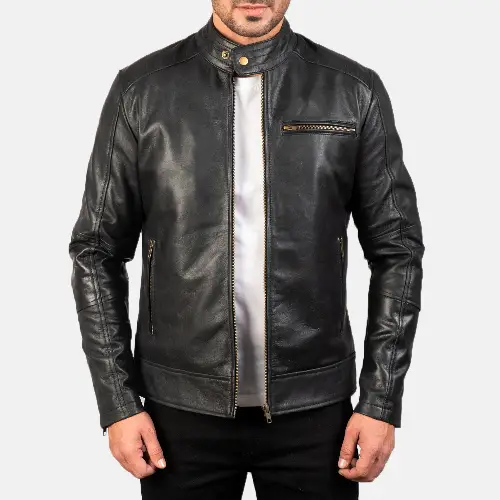 Black Dean Leather biker jackets for men