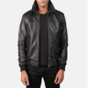 Black Dignity Leather Bomber Jacket men's