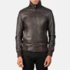 Black Dignity Leather Bomber Jacket men's-front