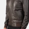 Black Dignity Leather Bomber Jacket men's-side