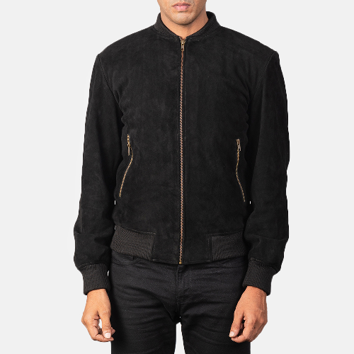 Black Dignity Shane mens suede bomber jacket