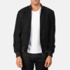 Black Dignity Shane mens suede bomber jacket-front