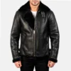 Black Francis B-3 Leather Bomber Jacket-front