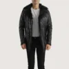 Black Furcliff Leather Jacket-front