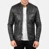 Black Ionic Dignity leather biker jacket men