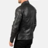 Black Ionic Dignity leather biker jacket men-back