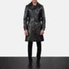 Black Leather Duster Coat for men