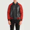 Black & Red Terrance Varsity Jacket Mens-front