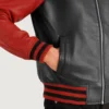 Black & Red Terrance Varsity Jacket Mens-side