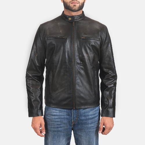 Black Rustic Dignity biker jacket men