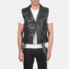 Black Sullivan Leather Vest for Men