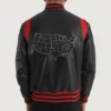 Black USA Liberte mens leather varsity jackets-back