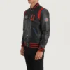 Black USA Liberte mens leather varsity jackets-front