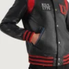 Black USA Liberte mens leather varsity jackets-side