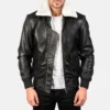 Black & White Airin Leather Bomber Jacket