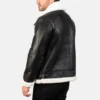 Black & White Airin Leather Bomber Jacket-back