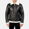 Black & White Airin Leather Bomber Jacket-front