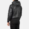 Black bomber men Hooded jacket-back