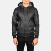 Black bomber men Hooded jacket-front