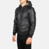 Black bomber men Hooded jacket-side