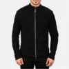 Black charcoal dignity suede jacket mens-front