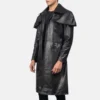 Black mens leather dress coat