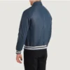 Blue Leather Walton Varsity Jacket Mens-back