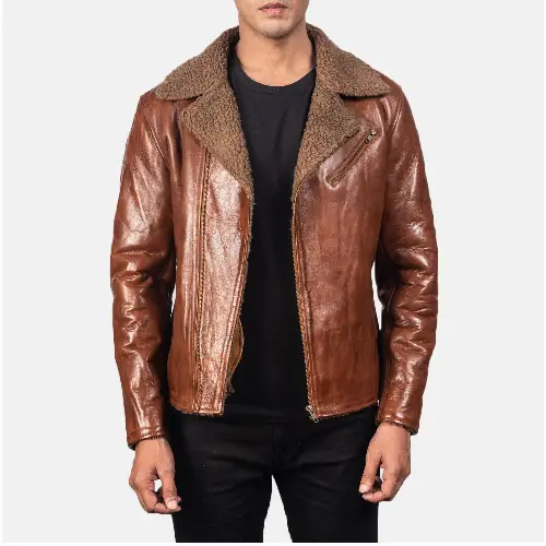 Brown Alberto Shearling Fur jacket mens