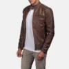 Brown Dean Leather Biker Jacket-front