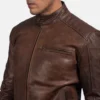 Brown Dean Leather Biker Jacket-side