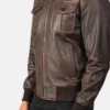 Brown Dignity Aaron Leather Bomber Jacket-side